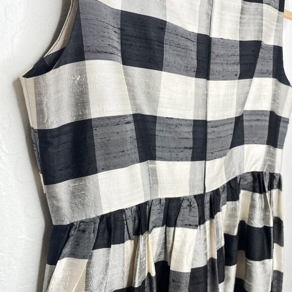 Vian Hunter Buffalo Plaid Retro Silk Sleeveless Pleated Fit and Flare Dress 6 - Picture 9 of 13